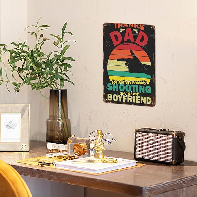 Patio Wall Decor Thanks Dad For Not Ever Really Shoog Any Of My Fatherss 2023s Vintage Signs Coffee Bar Retro Tin Metal Sign For Home,Office,Yard,Cafe Inspirational Life Quotes Wall Decor 8X12inch