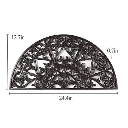 BRASSTAR Cast Iron Semicircle Stepping Stone with Delicate Symmetrical Pattern Garden Lawn Flower Bed Outdoor Farmland Decor TQGJPT424