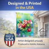 Caroline's Treasures Arkansas Apple Blossom in Watercolor House Flag Large Porch Sleeve Pole Decorative Outside Yard Banner Artwork Wall Hanging, Polyester, House Size, Multicolor