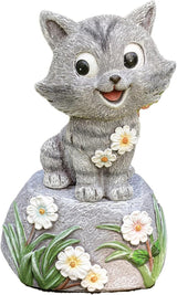 Roman 7.5” Adorable Cat on Rock Garden Statue – Outdoor Figurine – Whimsical Yard, Lawn, or Patio Decor for Cat Lovers