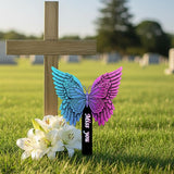 Butterfly Memorial Garden Stake - Metal Miss You Grave Decorations for Cemetery - Sturdy Thickened Remembrance Plaque, Vibrant Sympathy Gift for Loss of Loved One, Cemetery Grave Marker