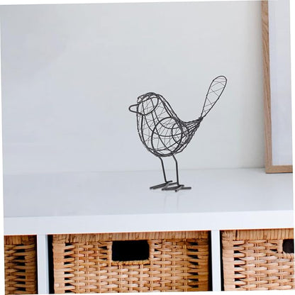 Mobestech Black Metal Bird Statue 20x23cm Garden Ornaments Stylish Black Metal Bird Art for Indoor Outdoor Decor