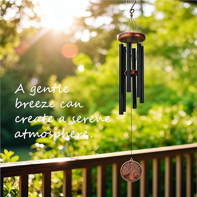 Memorial Wind Chime, Outdoor Decorative Wind Chime, Featuring a Pattern of a Tree of Life. It is an Excellent Gift, Suitable for Garden Decoration, Terrace or Porch. (34inch)