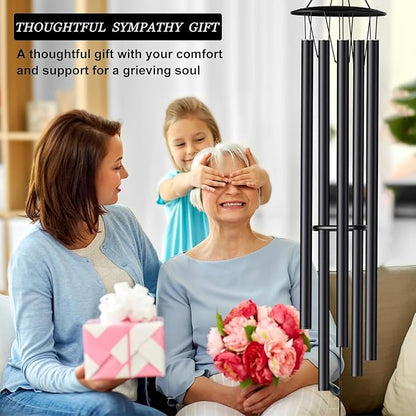 68” Large Wind Chimes for Home Garden Decor, Deep Tone Wind Chimes for Mom Grandma, Memorial Sympathy Gifts for Loss of Loved One, Black