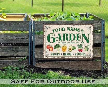 Personalized Metal Signs with Name Made in USA Custom Vintage Garden Sign Waterproof Vintage Decorative Metal Print for Wall Decor Customized Home Garden Ideas Gifts Artwork Prints for Yard Ourdoor