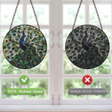 Peacock Decor Suncatcher Stained Glass Window Hanging - 8 Inch Colorful Suncatchers for Windows Hanging - Handmade Sun Catchers Glass Panel with Hook and Chain - Birthday Gifts for Women Mom Friends
