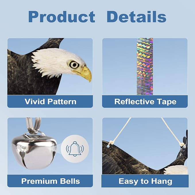 2PCS Fake Hawk to Keep Pigeon Away Flat Plastic Hawk to Scare Pigeon Away from Porch with Reflective Tape Garden Owls to Scare Woodpecker Squirrel for House Tree Patio Windows Hanging Hawks Decor