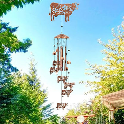 Cow Wind Chimes for Outside, Cow Farmhouse Memorial Gifts for Men/Women/Dad/Grandpa, Yard Outdoor Decor, Home Lawn Patio Garden Decoration (Cow)