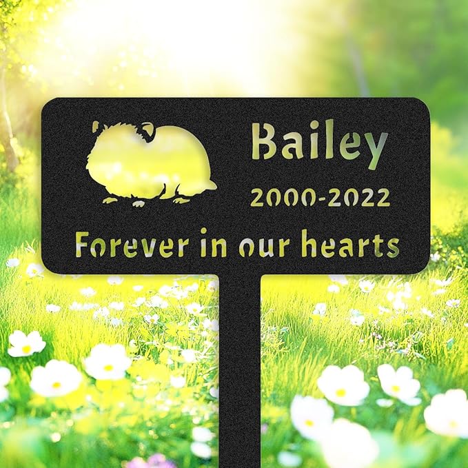 Personalized Pet Hamster Memorial Garden Stake Grave Marker, Custom Metal Hamster Memorial Grave Marker Stake Outdoor for Loss of Pet Remembrance Gifts Hamster Memorial Plaque Stake