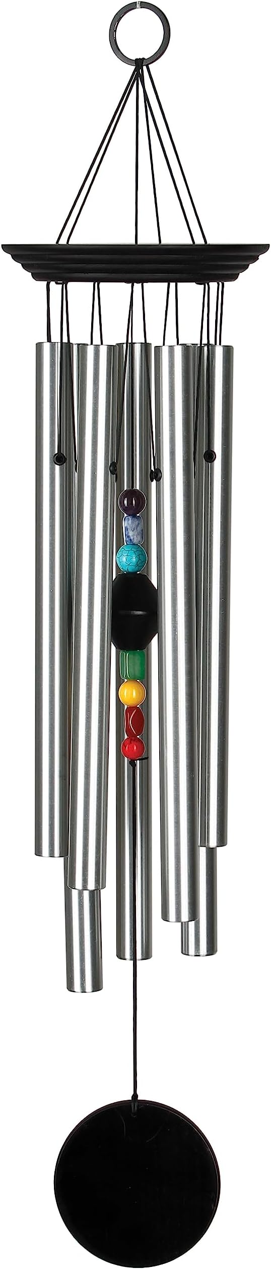 Woodstock Chimes Signature Collection, Woodstock Chakra Chime, Large (24'') Black, Eastern Energies Wind Chimes for Outdoor, Patio, Home or Garden Décor (CC7L)