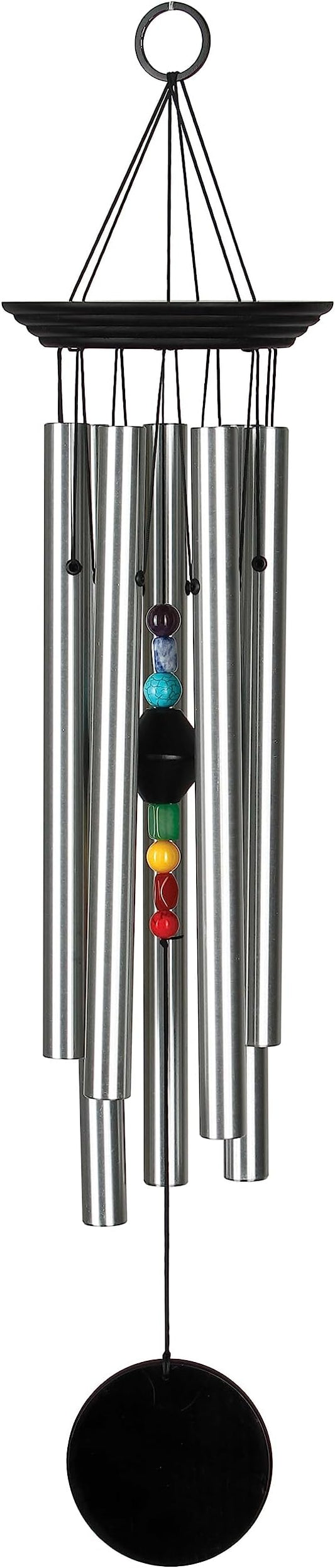 Woodstock Chimes Signature Collection, Woodstock Chakra Chime, Large (24'') Black, Eastern Energies Wind Chimes for Outdoor, Patio, Home or Garden Décor (CC7L)