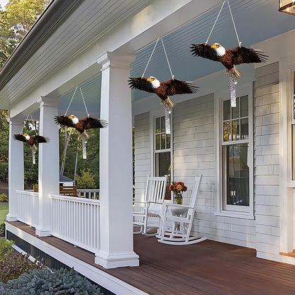 4Pack Plastic Owl Fake Owls, Reflective Owl Hanging Decoration, Barn Swallow Deterrent Dual-Side Printed Raster Fake Eagle for Garden Patio Windows