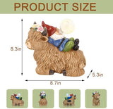 Solar Highland Cow Gnome Garden Decor Statue, Outdoor Funny Solar Light Decoration for Yard, Patio, Lawn, Unique Housewarming, Birthday Gift for Women, Mom, Grandma
