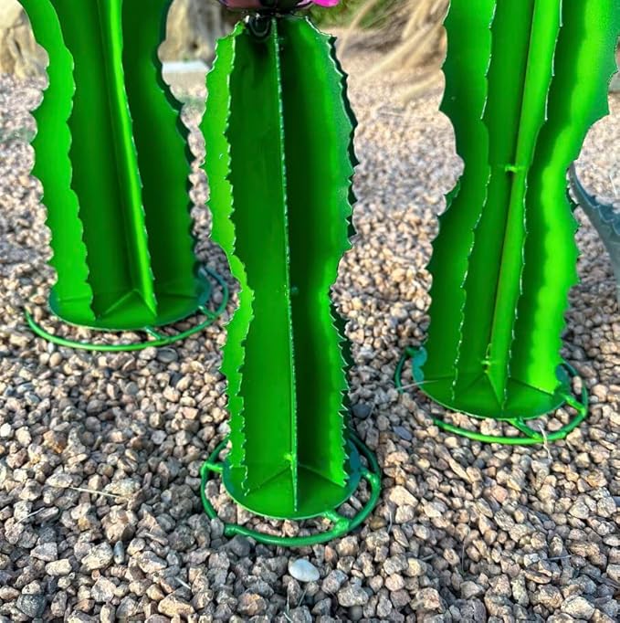 Handmade Blue Myrtle Cactus - Mexican Garden Art, Yard Art, Garden Decor, Indoor/Outdoor Metal Decor, Yard Decoration (Small - 9x11x6)