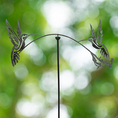 Red Carpet Studios Garden Stake Decorative Metal Balancing Buddies Yard Art, 48" Tall, Silhouette Hummingbirds