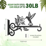 4-Pack Aesthetic Plant Hangers Outdoor – 10 Inch Metal Hanging Plant Bracket with Beautiful Hummingbird Pattern – Anti Rust Plant Hooks for Hanging Plants, Bird Feeder, Windchime, Lantern