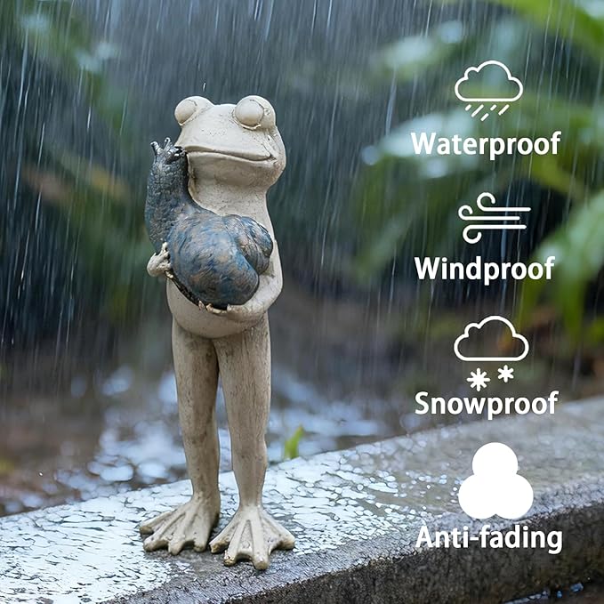 Frog Snail Garden Statue Outdoor – Resin Decor Figurine for Yard Desk Frog Gifts for Women Figurines Pathway Outdoor Front Yard Decorations Outdoor 12 * 5 * 4
