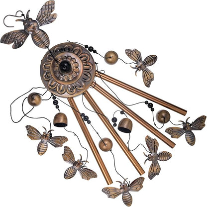 Bronze Bee Wind Chimes - Garden, Home & Patio, Balconies, Room, Indoor, Outdoor Decoration, Bee Decor, Outdoor Bees Wind Catcher, Memorial Wind Bells Gifts for Mom & Women