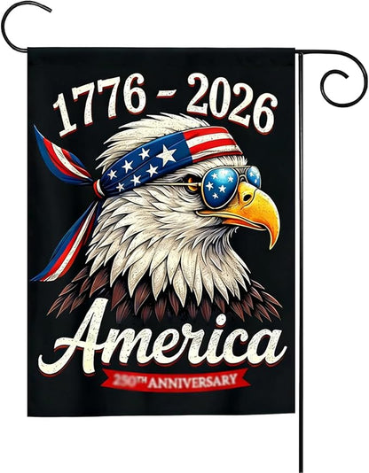 250th Anniversary Garden Flag 1776-2026, 4th of July Garden Flag for Outside, America Garden Decoration, Patriotic Eagle Banner, 12 x 18 Inch Double Sided Yard Flags for Independence Day Decorations