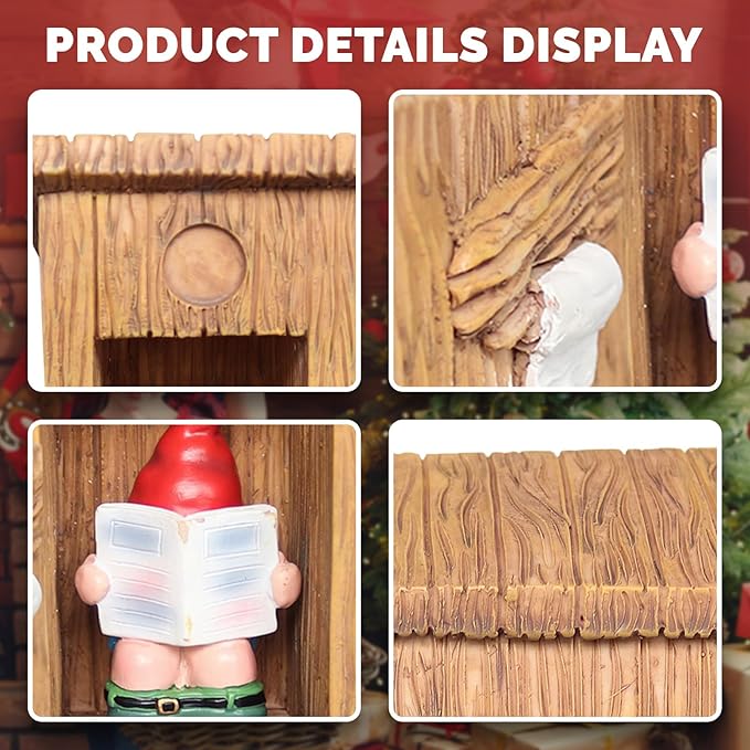 nezababy Funny Garden Gnome Outdoor Statues Naughty Sculpture Decoration Inappropriate Read Newspaper Gnome for Indoor Lawn Yard Red