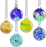 VCUTEKA Hanging Garden Gazing Ball, Hand-Blown Glass Witch Ball for Outdoor Garden Décor, 6pcs 3" Colorful Swirl