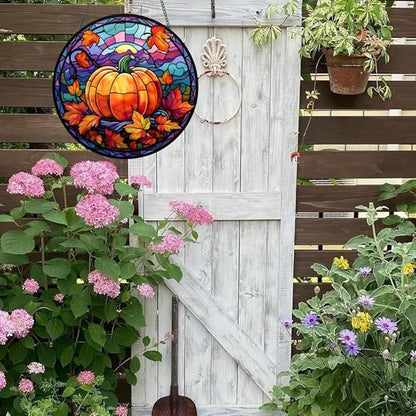 Suncatcher Pumpkin Stained Glass Suncatchers Stained Glass Ornament for Home Decor Indoor Wall Art Gift for Mother Women Friends (Pumpkin, M)