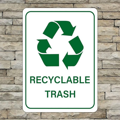 Recyclable Trash Street Metal Signs Vintage No Rust Safety Man Cave Warning Aluminum Metal Tin Sign for Garden Patio Yard Cafe Pub Home Decor Wall Art Print Poster 12x16 Inch