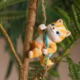 Climbing Cat Tree Hugger Garden Animal Statue Resin Sculpture Yard Decor for Outside, Funny Tree Climber Figurine Outdoor Patio Lawn Ornaments