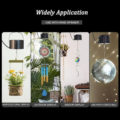 Aoedelyart Wind Spinner Motor Plug in,Electric Powered Slow Rotating Hanging Display Motor for Disco Ball,Sun Catchers,Mirror Ball,Baby Crib,Art Decorations,Garden Decor,Christmas Ornament(Black)