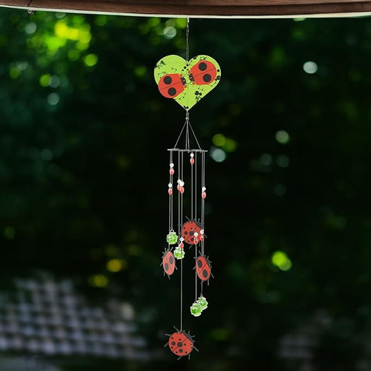 Red Carpet Studios Wind Chimes - Charley Harper Mid Century Modern Spiral Wind Chime Garden Gift, 30.25" Long, Ladybug Lovers