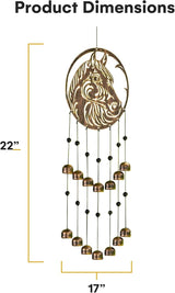 VP Home Rustic Horse Wind Chimes for Outside - Harmonic Windchimes with Animal Design for Gardens, Patios, and Porches - Thoughtful Gift for Mom, Grandma, and Gifts for Horse Lovers - 22x17x70 Inches