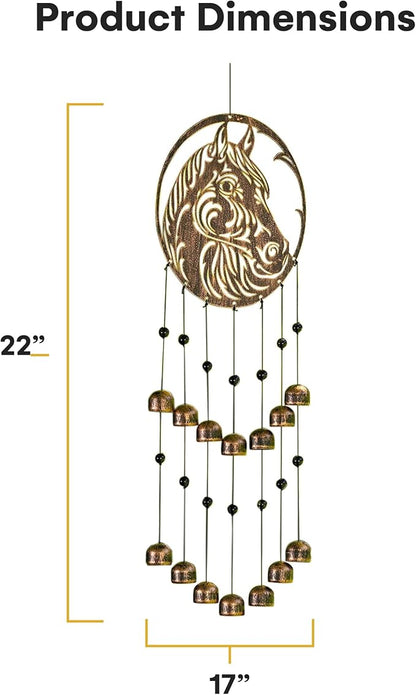 VP Home Rustic Horse Wind Chimes for Outside - Harmonic Windchimes with Animal Design for Gardens, Patios, and Porches - Thoughtful Gift for Mom, Grandma, and Gifts for Horse Lovers - 22x17x70 Inches