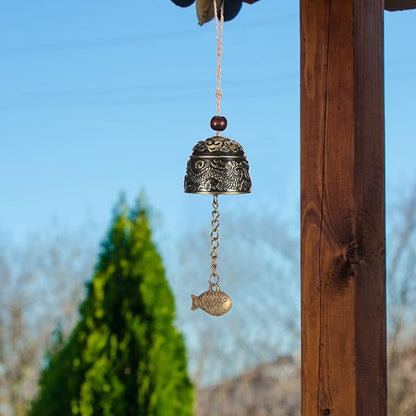 Chuangdi 2 Pcs Fengshui Bell Vintage Dragon Bell Fengshui Wind Chimes Good Luck Hanging Supplies for Home Garden Good Luck Blessing Patio Yard Indoor Outdoor Front Door Decorations(Dragon)