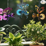 3 Pcs Waterproof Solar Hanging Bee Lights, Metal Bumblebee Figurine LED, Outdoor Garden Balcony Porch Spring Holiday Party Decoration