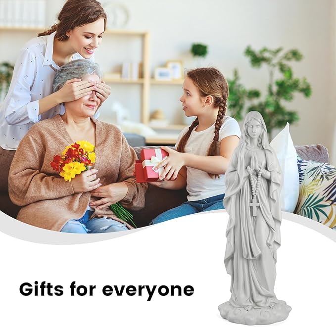 VChymm Virgin Mary Praying Statue 31.49 Inch Tall Outdoor Garden Religious Garden Statue Mary Statue Outdoor Yard Patio Deck Home Entryway Hallway Sculpture Magnesium Oxide Stone （White Virgin Mary）