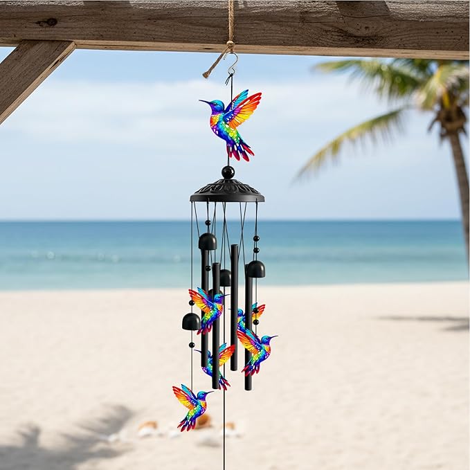 Wind Chimes for Outside, Deep Tone Memorial Windchimes for Patio Porch Balcony Decoration, Memorial Wind Chimes Gifts for Women Mom Grandma Sister (Hummingbird)