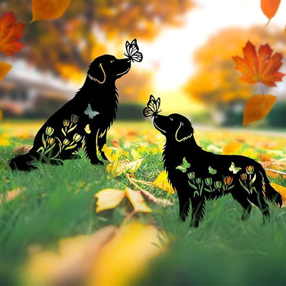 Golden Retriever Metal Decorative Garden Stakes for Memorial Yard Art, Lawn Ornaments,Outside, Patio, Outdoor Decor, Garden Decorations 2 PCS