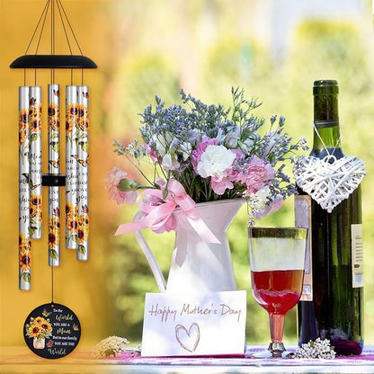 Sunflower Wind Chimes with Heartfelt Message Gift for Mom, Mother's Day Best Gifts for Mom Wind Chimes for Outside, Love Reminder Gifts for Mother Birthday Thanksgiving Christmas from Daughter Son