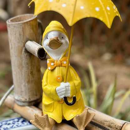 Garden Statues Duck Holding Umbrella Statue Resin Figurine Creative Craft Ornament Animal Sculpture Garden Decor Umbrella Yard Statue Yard Ornaments Decor