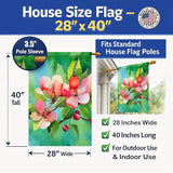 Caroline's Treasures Arkansas Apple Blossom in Watercolor House Flag Large Porch Sleeve Pole Decorative Outside Yard Banner Artwork Wall Hanging, Polyester, House Size, Multicolor