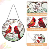 Cardinal Stained Glass Window Suncatcher Hanging - Red Birds Sun Catchers Handmade Cardinal Suncatchers for Home Garden Decor Panel - Memorial Sun Catcher Mother's Day Birthday Gifts for Mom Grandma