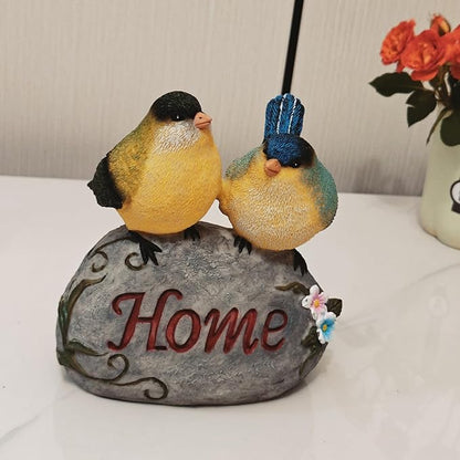 Bird Garden Statue, 6.31 Inch Lifelike Standing Bird with Hope Characters Stone, Small Resins Figurine for Home Table Outdoor Lawn Porch Patio Balcony Yard Decor (b)
