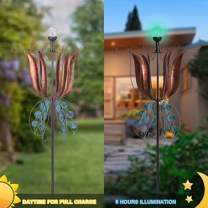 MUMTOP Wind Spinner Outdoor, 83 Inch Tulip Windmill Large Wind Sculptures for Lawn Yard Garden