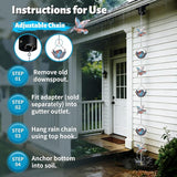 9.2ft Rain Chains for Gutters Outside,Rain Catcher Chain with 6 Lotus Rain Metal Cups & 7 Hummingbird Decor,Adjustable Rain Catcher Chain Replacement Downspout for Gutters,Drainage & Eaves