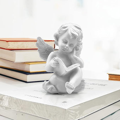 Asng Cherubs Angels Resin Garden Statue Figurine, Adorable Angel Sculpture Memorial Statue, Indoor Outdoor Home Garden Decoration (Reading Cherub)