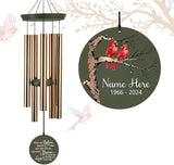 Personalized Memorial Wind Chimes, 36inch Cardinal Sympathy Wind Chimes, in Memory for Loss of Loved Dad/Mom/Ones, Bereavement Gifts, Deep Tone Wind Chime Outdoor (Produced in USA)