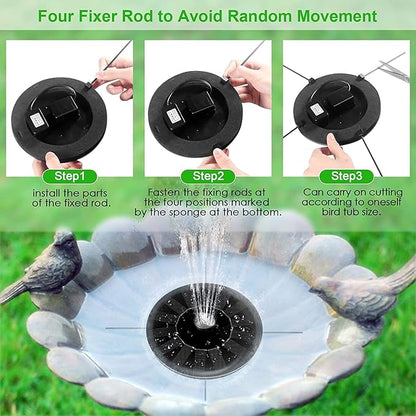 Solar Power Fountain Pump, 1.4W Solar Powered Fountain Pump with 2 Packs of 10 Easy Install Nozzles, with 4 Fixed Rods Solar Bird Bath Fountain Pump for Pond, Pool, Fish Tank, Aquarium and Garden