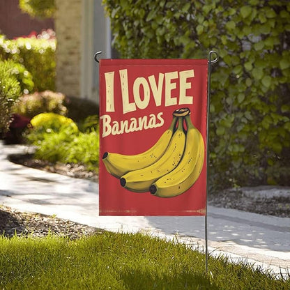 I Love Bananas Garden Flag Double Sided Flags For Room Outside Yard Flag Outdoor Banner Wall Art Hanging 28"X40"