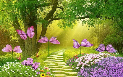 Giant Butterfly Garden Stakes Decorations Outdoor 3D Pink Butterflies Lawn Decorative Yard Decor Patio Accessories Ornaments PVC Gardening Art Christmas Whimsical Gifts (Pack of 24)