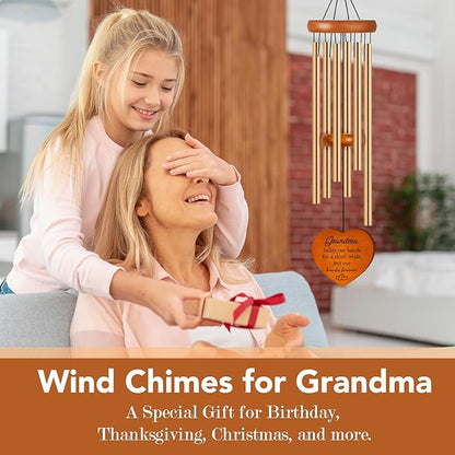 Gifts for Grandma, 25.5" Aluminum Wind Chimes for Outside with Heart Catcher, Grandma Birthday Gift from Grandchildren for Grandmother, Nana Gifts for Birthday, Christmas, Thanksgiving, Home Decor